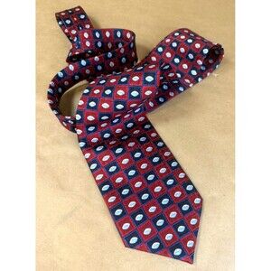 PFIZER Silk Tie Necktie Little Blue Pill Print Red Blue Black 3.75"x56"